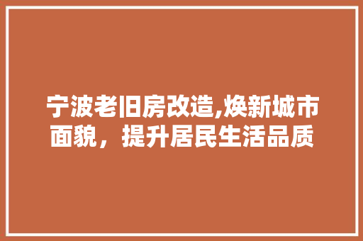 宁波老旧房改造,焕新城市面貌，提升居民生活品质 户内维修
