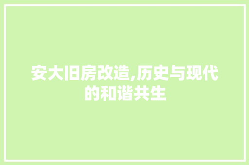 安大旧房改造,历史与现代的和谐共生