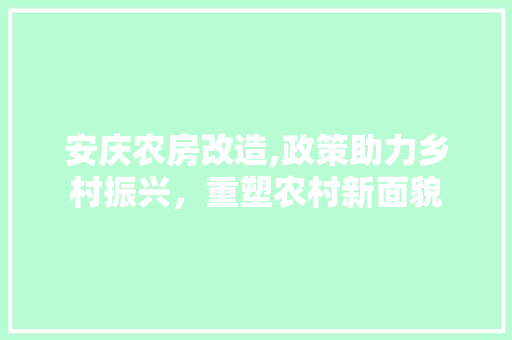 安庆农房改造,政策助力乡村振兴，重塑农村新面貌