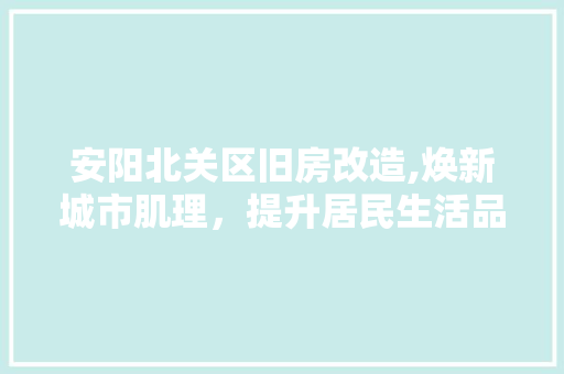 安阳北关区旧房改造,焕新城市肌理，提升居民生活品质