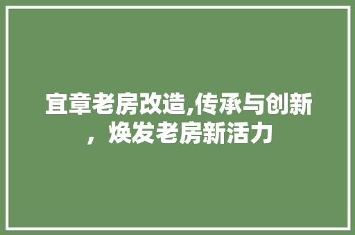 宜章老房改造,传承与创新，焕发老房新活力