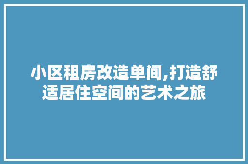 小区租房改造单间,打造舒适居住空间的艺术之旅