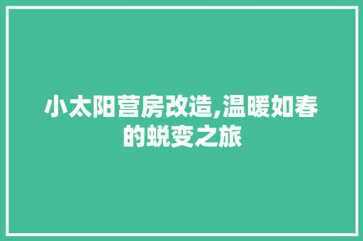 小太阳营房改造,温暖如春的蜕变之旅