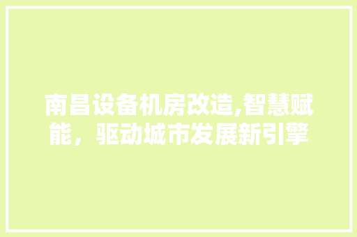 南昌设备机房改造,智慧赋能，驱动城市发展新引擎 厨房维修