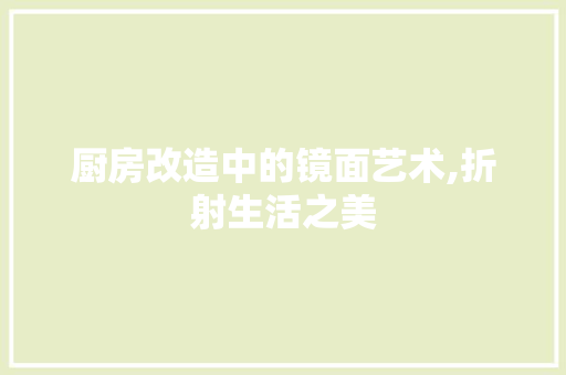 厨房改造中的镜面艺术,折射生活之美 墙体维修