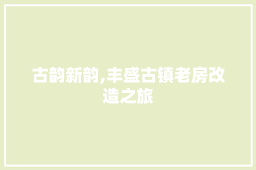 古韵新韵,丰盛古镇老房改造之旅 墙体维修