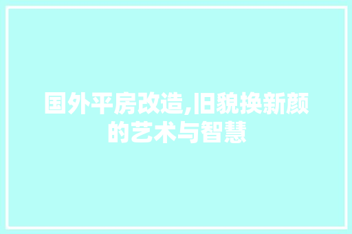 国外平房改造,旧貌换新颜的艺术与智慧 家电维修