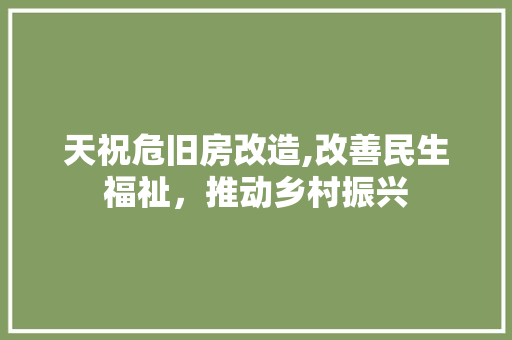 天祝危旧房改造,改善民生福祉，推动乡村振兴