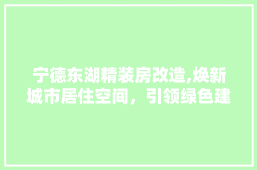 宁德东湖精装房改造,焕新城市居住空间，引领绿色建筑新风尚