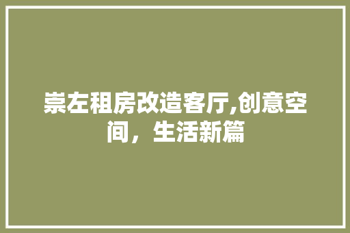 崇左租房改造客厅,创意空间，生活新篇