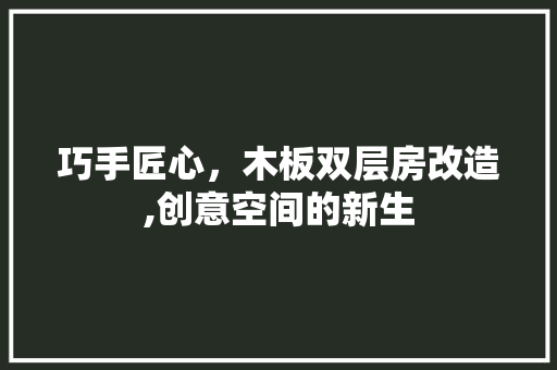巧手匠心，木板双层房改造,创意空间的新生