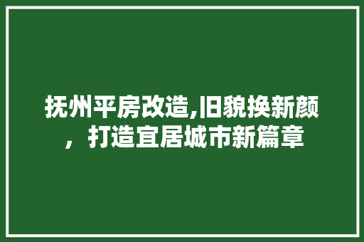 抚州平房改造,旧貌换新颜，打造宜居城市新篇章