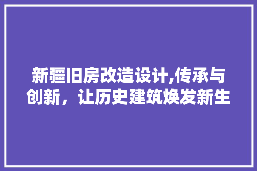 新疆旧房改造设计,传承与创新，让历史建筑焕发新生