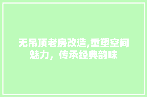 无吊顶老房改造,重塑空间魅力，传承经典韵味