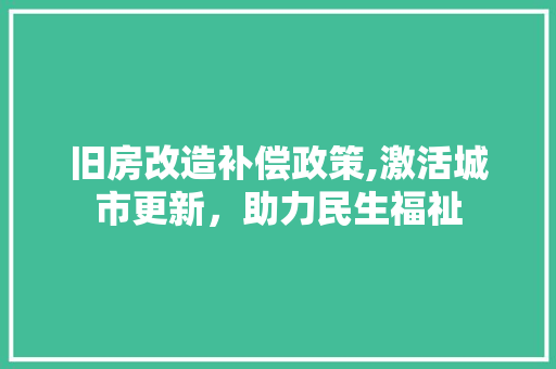 旧房改造补偿政策,激活城市更新，助力民生福祉