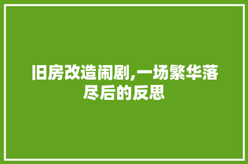 旧房改造闹剧,一场繁华落尽后的反思