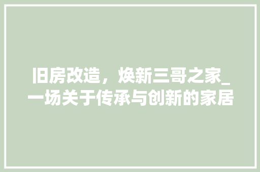 旧房改造，焕新三哥之家_一场关于传承与创新的家居革命