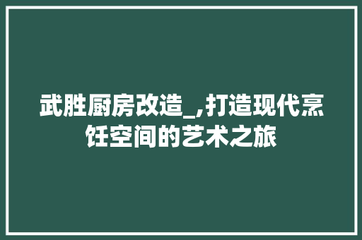 武胜厨房改造_,打造现代烹饪空间的艺术之旅