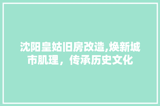 沈阳皇姑旧房改造,焕新城市肌理，传承历史文化