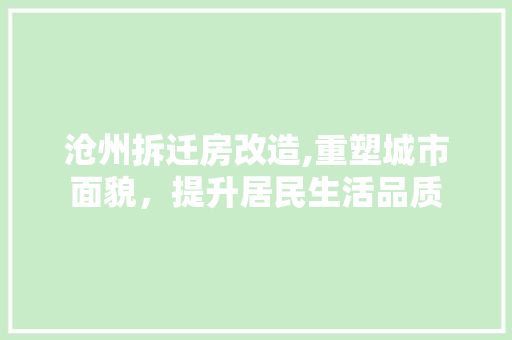 沧州拆迁房改造,重塑城市面貌，提升居民生活品质