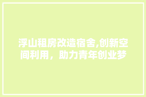 浮山租房改造宿舍,创新空间利用，助力青年创业梦