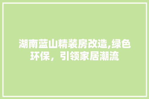 湖南蓝山精装房改造,绿色环保，引领家居潮流