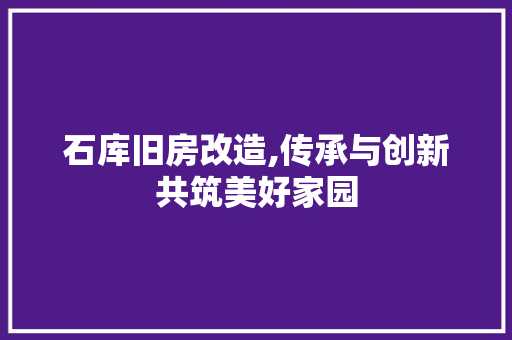 石库旧房改造,传承与创新共筑美好家园