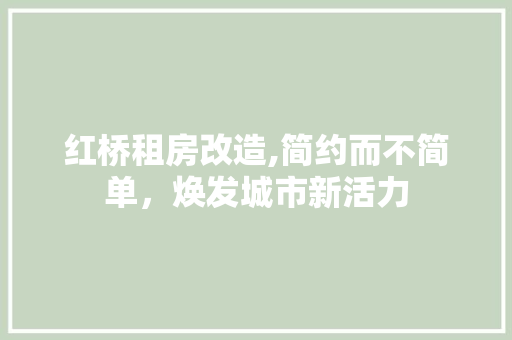红桥租房改造,简约而不简单，焕发城市新活力