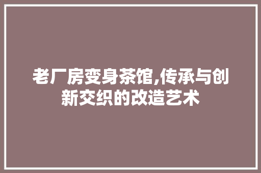 老厂房变身茶馆,传承与创新交织的改造艺术