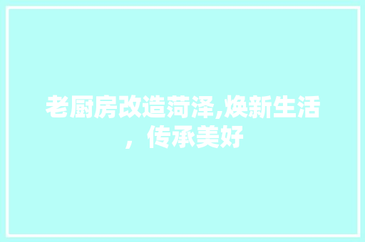 老厨房改造菏泽,焕新生活，传承美好