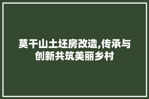 莫干山土坯房改造,传承与创新共筑美丽乡村