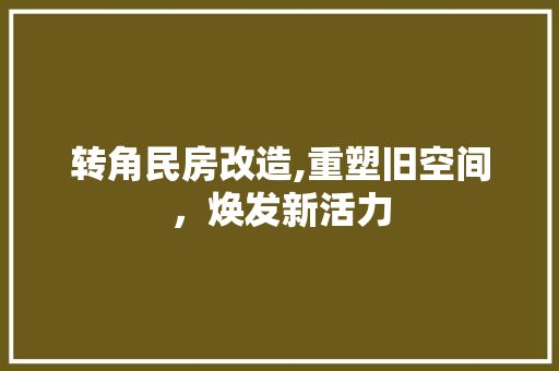 转角民房改造,重塑旧空间，焕发新活力