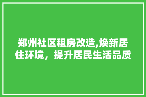 郑州社区租房改造,焕新居住环境，提升居民生活品质