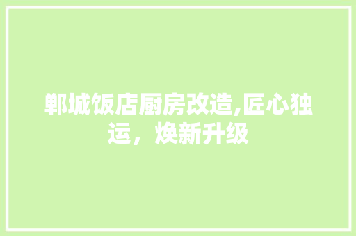 郸城饭店厨房改造,匠心独运，焕新升级