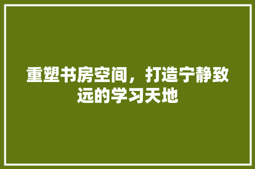 重塑书房空间，打造宁静致远的学习天地