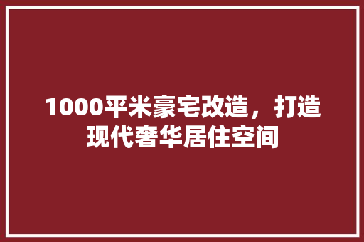 1000平米豪宅改造，打造现代奢华居住空间 厨房维修
