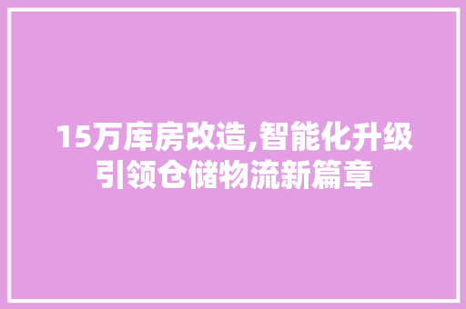 15万库房改造,智能化升级引领仓储物流新篇章