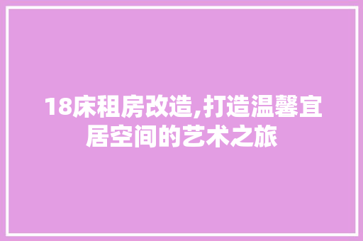 18床租房改造,打造温馨宜居空间的艺术之旅