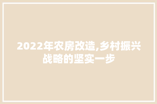 2022年农房改造,乡村振兴战略的坚实一步 居家维修