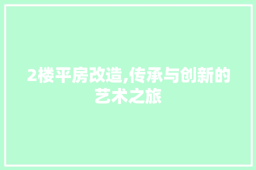 2楼平房改造,传承与创新的艺术之旅