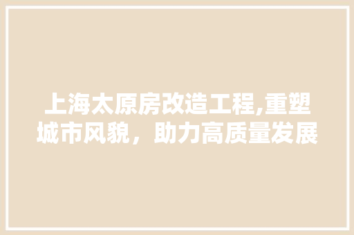 上海太原房改造工程,重塑城市风貌，助力高质量发展