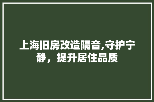 上海旧房改造隔音,守护宁静，提升居住品质