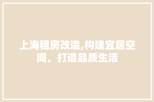 上海租房改造,构建宜居空间，打造品质生活
