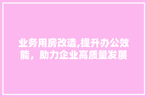 业务用房改造,提升办公效能，助力企业高质量发展