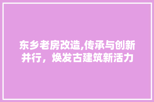 东乡老房改造,传承与创新并行，焕发古建筑新活力