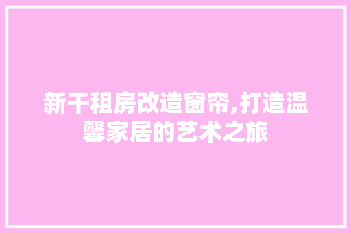 新干租房改造窗帘,打造温馨家居的艺术之旅 家电维修