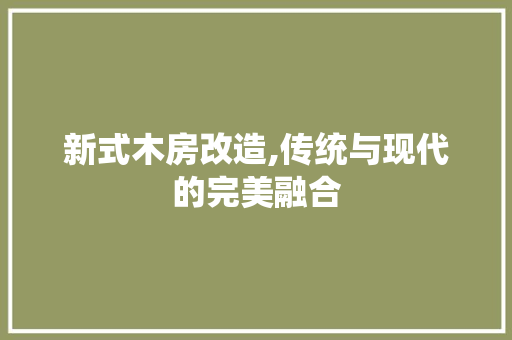新式木房改造,传统与现代的完美融合