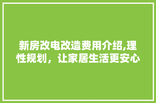新房改电改造费用介绍,理性规划，让家居生活更安心