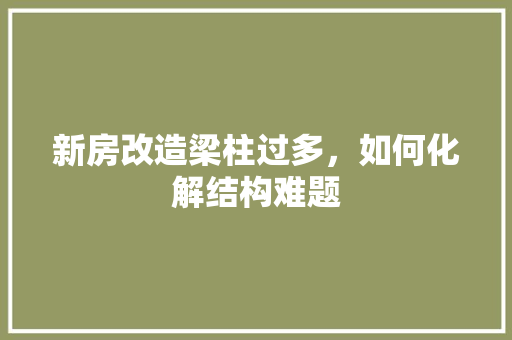 新房改造梁柱过多，如何化解结构难题