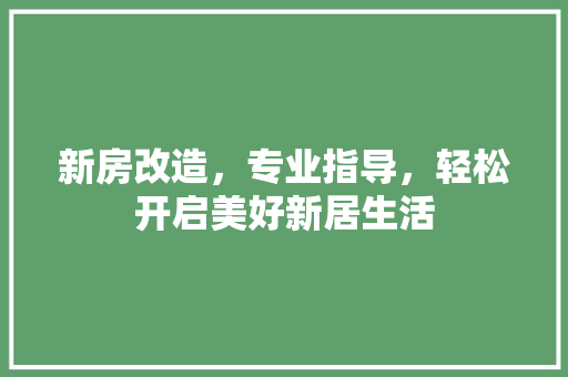 新房改造，专业指导，轻松开启美好新居生活